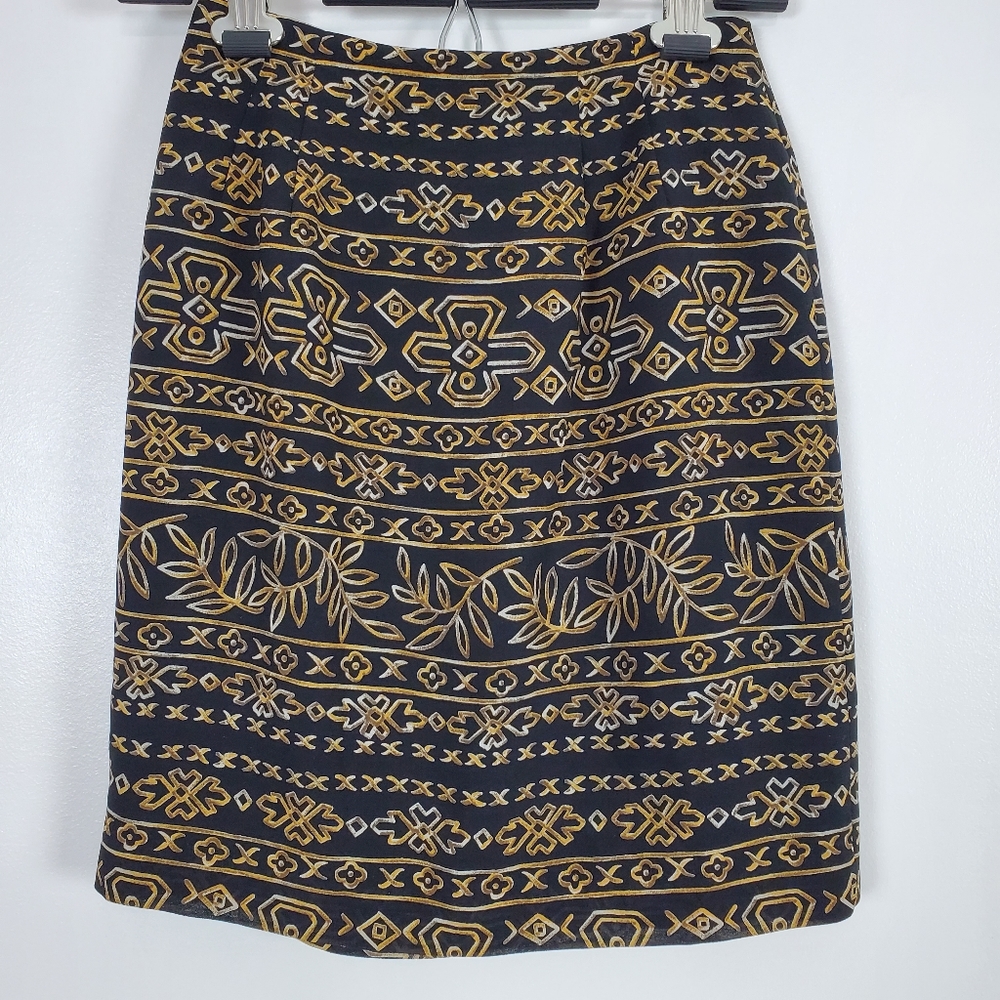 Charter Club wrap skirt 2 petite black and gold - Picture 2 of 4